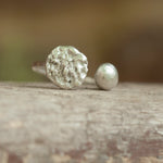 Load image into Gallery viewer, adjustable silver ring ~ moon &amp; pearl    (made to order)
