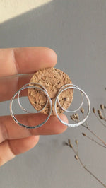 Load and play video in Gallery viewer, Silver earrings ~ floating rings  (made to order)
