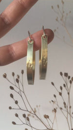 Load and play video in Gallery viewer, Ethnic hoops in brass, teardrop shape with silver ear wires    (made to order)
