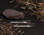 Load image into Gallery viewer, Long silver earrings with branch cut out    (made to order)
