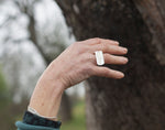 Cargar imagen en el visor de la galería, OOAK • Silver ring with casted leaf • size 8 1/2 (in stock, ready to ship)