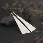 Load image into Gallery viewer, Extra long silver earrings ~ triangle    (made to order)
