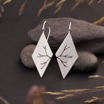 Load image into Gallery viewer, Dangling earrings in silver with cut out branch    (made to order)
