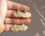 Load image into Gallery viewer, Aela earrings : Brass ear jackets with ethnic patterns (made to order)
