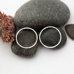 Load image into Gallery viewer, Hammered circle earrings in silver    (made to order)
