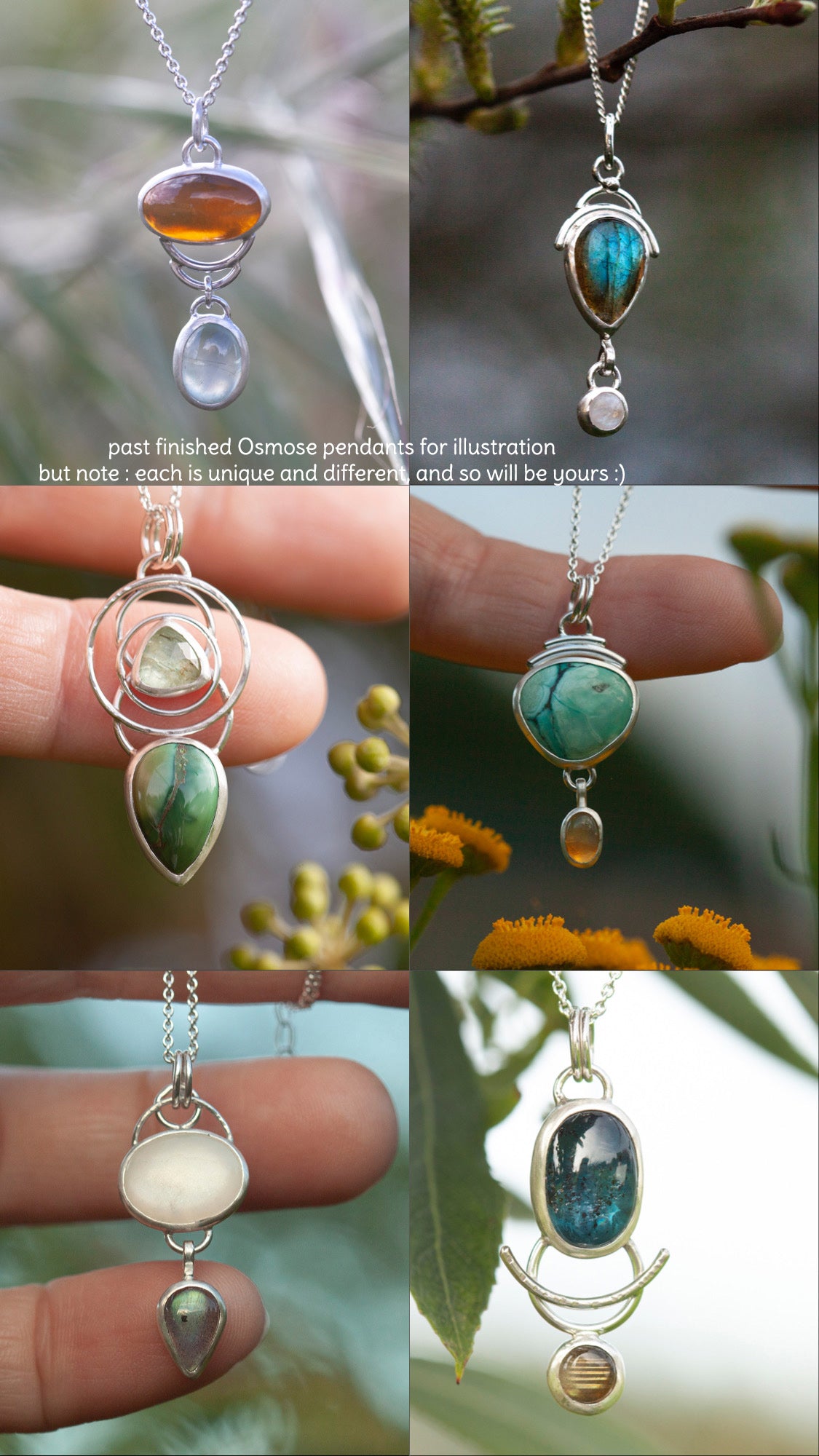 Choose Your Stone : Surprise Osmose Pendant   (made to order)