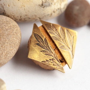 OOAK earrings with plant imprint #2 • brass (ready-to-ship)