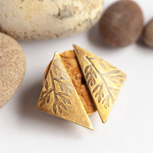 OOAK earrings with plant imprint #3 • brass (ready-to-ship)