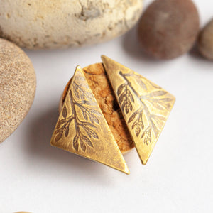 OOAK earrings with plant imprint #3 • brass (ready-to-ship)