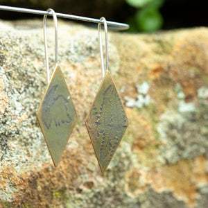 OOAK dangle earrings with plant imprint #3 • brass (ready-to-ship)