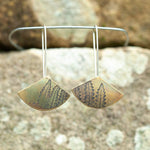 Load image into Gallery viewer, OOAK dangle earrings with plant imprint #4 • brass (ready-to-ship)
