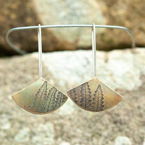 OOAK dangle earrings with plant imprint #4 • brass (ready-to-ship)