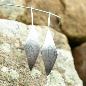 OOAK dangle earrings with plant imprint #5 • silver (ready-to-ship)