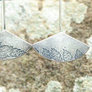 OOAK dangle earrings with plant imprint #6 • silver (ready-to-ship)
