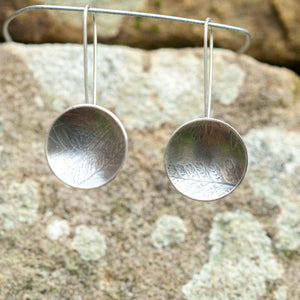 OOAK dangle earrings with plant imprint #7 • silver (ready-to-ship)
