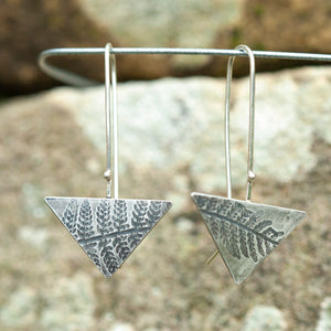 OOAK dangle earrings with plant imprint #8 • silver (ready-to-ship)