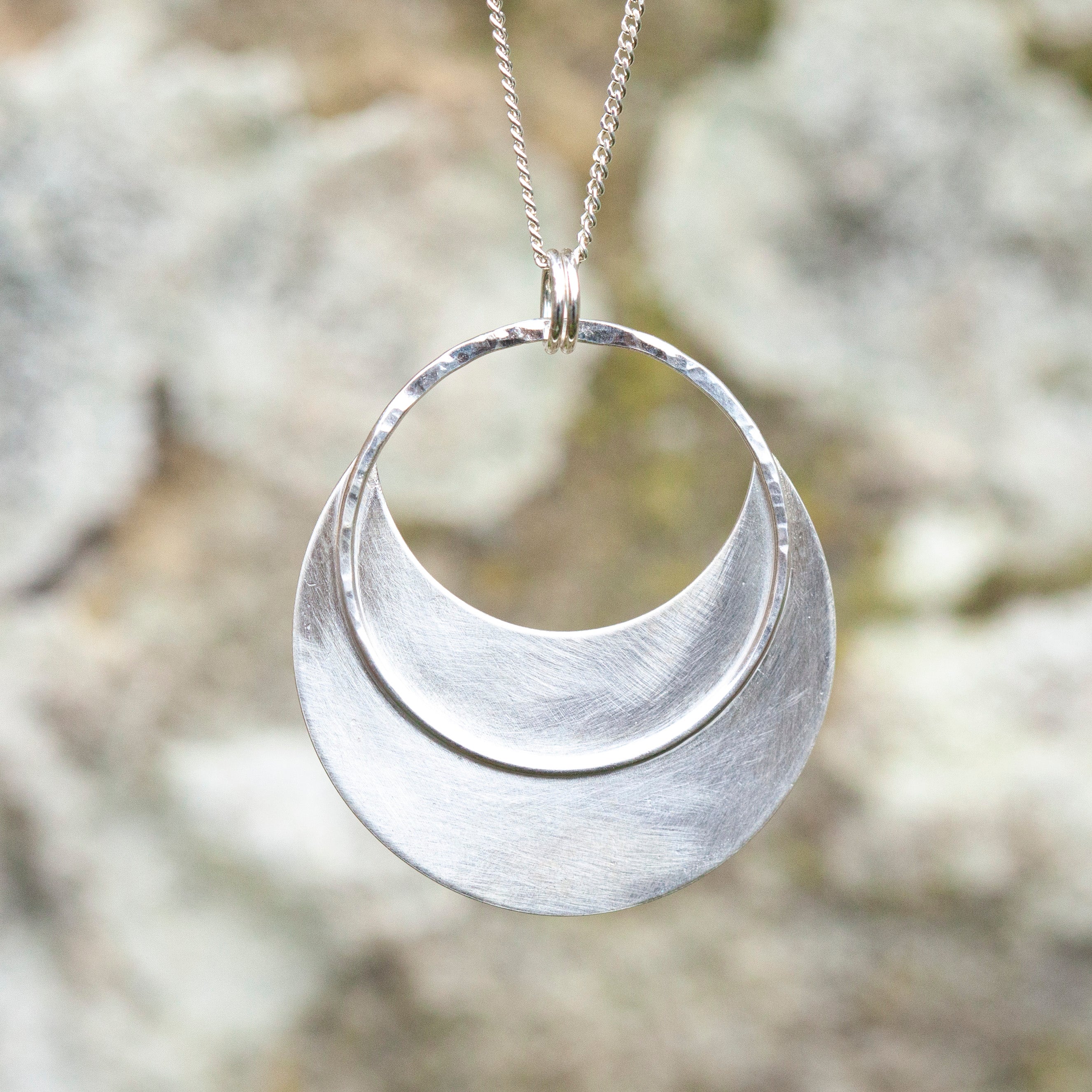 OOAK • Crescent moon pendant in silver #2  (ready to ship)