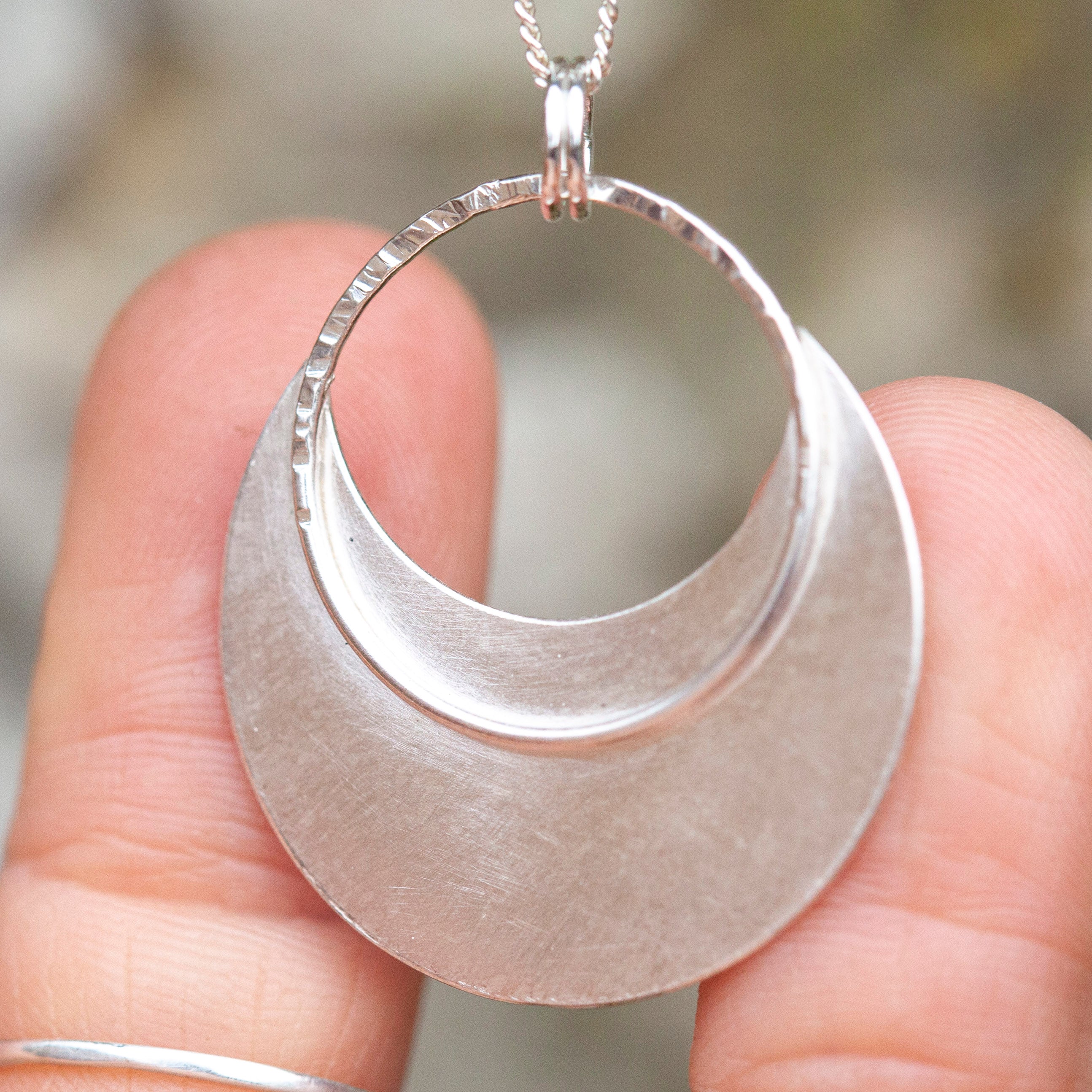 OOAK • Crescent moon pendant in silver #3  (ready to ship)