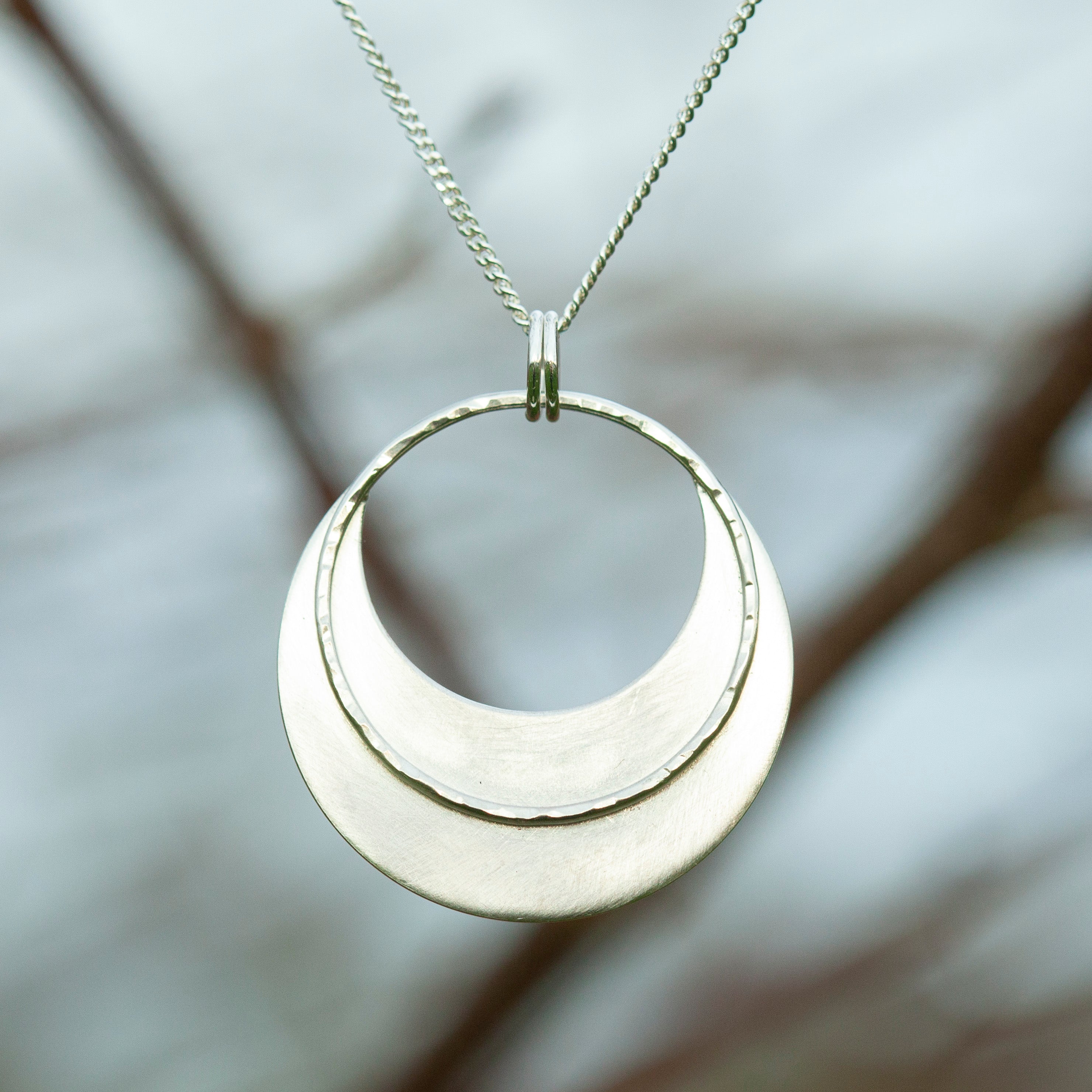 OOAK • Crescent moon pendant in silver #5  (ready to ship)