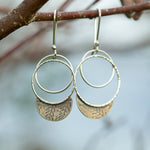 Charger l&#39;image dans la galerie, OOAK • Vegetal Moon earrings #13 • silver &amp; brass (ready-to-ship)
