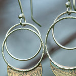 Cargar imagen en el visor de la galería, OOAK • Vegetal Moon earrings #13 • silver &amp; brass (ready-to-ship)
