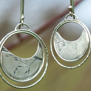 OOAK • Vegetal Moon earrings #17 • silver (ready-to-ship)