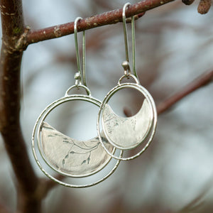OOAK • Vegetal Moon earrings #17 • silver (ready-to-ship)