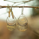 Load image into Gallery viewer, OOAK • Vegetal Moon earrings #8 • silver &amp; brass (ready-to-ship)
