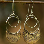 Afbeelding in Gallery-weergave laden, OOAK • Vegetal Moon earrings #8 • silver &amp; brass (ready-to-ship)
