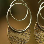 Charger l&#39;image dans la galerie, OOAK • Vegetal Moon earrings #8 • silver &amp; brass (ready-to-ship)
