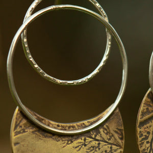 OOAK • Vegetal Moon earrings #8 • silver & brass (ready-to-ship)