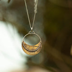 Afbeelding in Gallery-weergave laden, OOAK • Vegetal Moon pendant #10 • silver &amp; brass (ready-to-ship)

