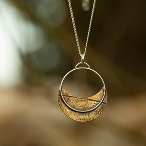 OOAK • Vegetal Moon pendant #10 • silver & brass (ready-to-ship)