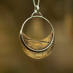 Afbeelding in Gallery-weergave laden, OOAK • Vegetal Moon pendant #10 • silver &amp; brass (ready-to-ship)
