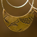 Charger l&#39;image dans la galerie, OOAK • Vegetal Moon earrings #9 • silver &amp; brass (ready-to-ship)
