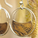 Charger l&#39;image dans la galerie, OOAK • Vegetal Moon earrings #12 • silver &amp; brass (ready-to-ship)
