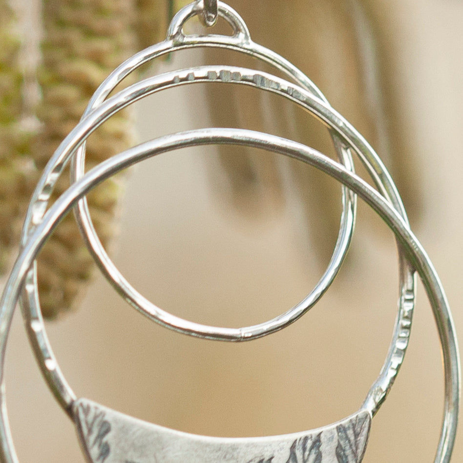 OOAK • Vegetal Moon earrings #16 • silver (ready-to-ship)