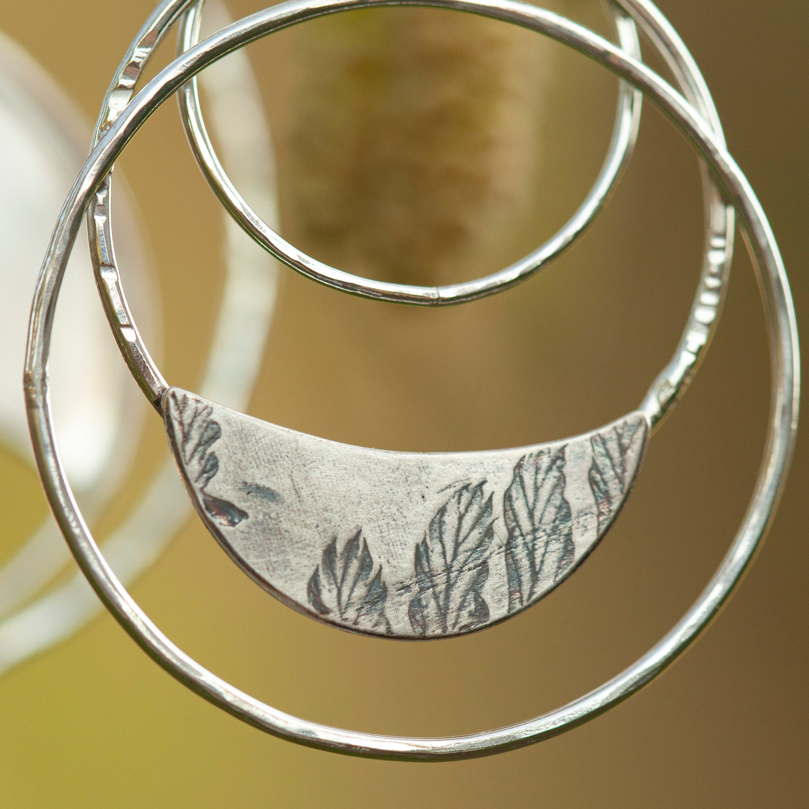 OOAK • Vegetal Moon earrings #16 • silver (ready-to-ship)