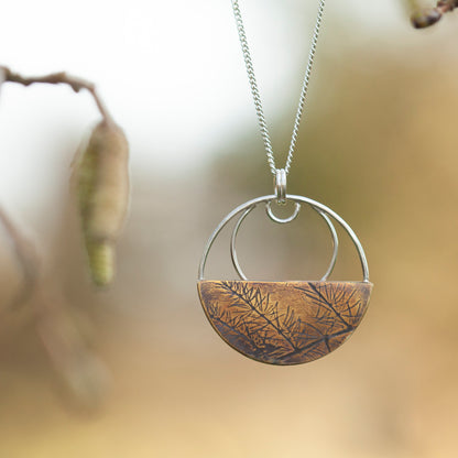 OOAK • Vegetal Moon pendant #12 • silver & brass (ready-to-ship)