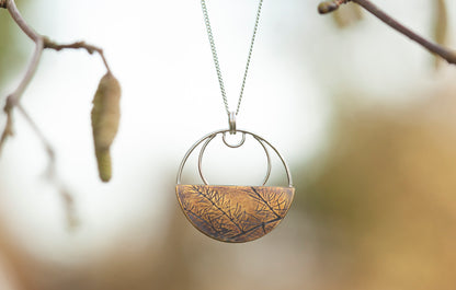 OOAK • Vegetal Moon pendant #12 • silver & brass (ready-to-ship)