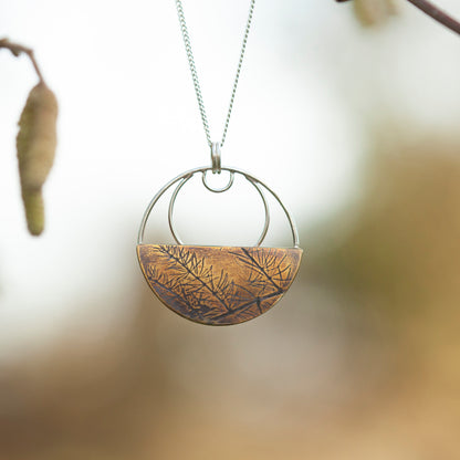 OOAK • Vegetal Moon pendant #12 • silver & brass (ready-to-ship)