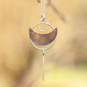 OOAK • Vegetal Moon pendant #13 • silver & brass (ready-to-ship)