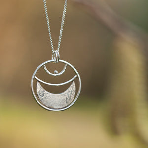 OOAK • Vegetal Moon pendant #15 • silver (ready-to-ship)