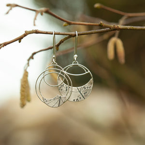 OOAK • Vegetal Moon earrings #14 • silver (ready-to-ship)