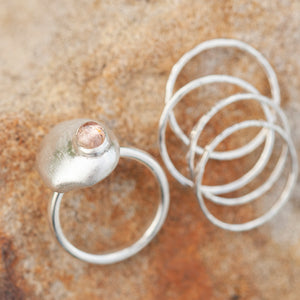 OOAK • Silver Pebble ring set #2, pink tourmaline, size 57,5 (ready to ship)