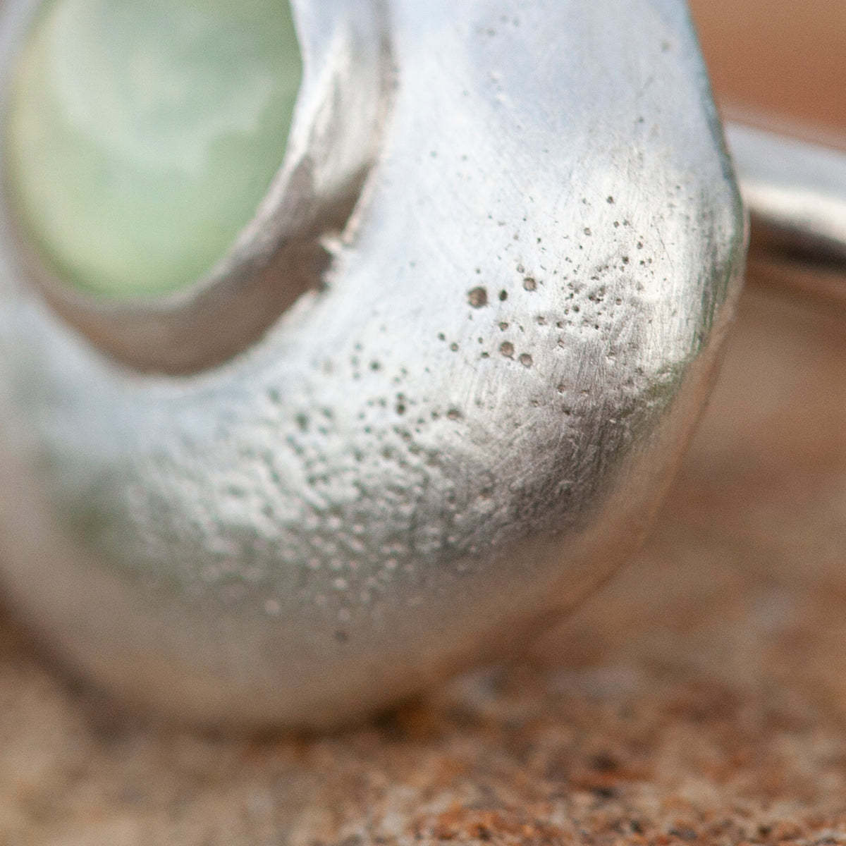 Pièce unique • Ensemble de bagues Silver Pebble #3, préhnite, taille 55 (prêt à expédier)