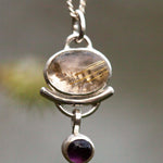 Afbeelding in Gallery-weergave laden, OOAK • Osmose pendant #3 ~ silver, rutilated quartz, amethyst and fern (ready to ship)
