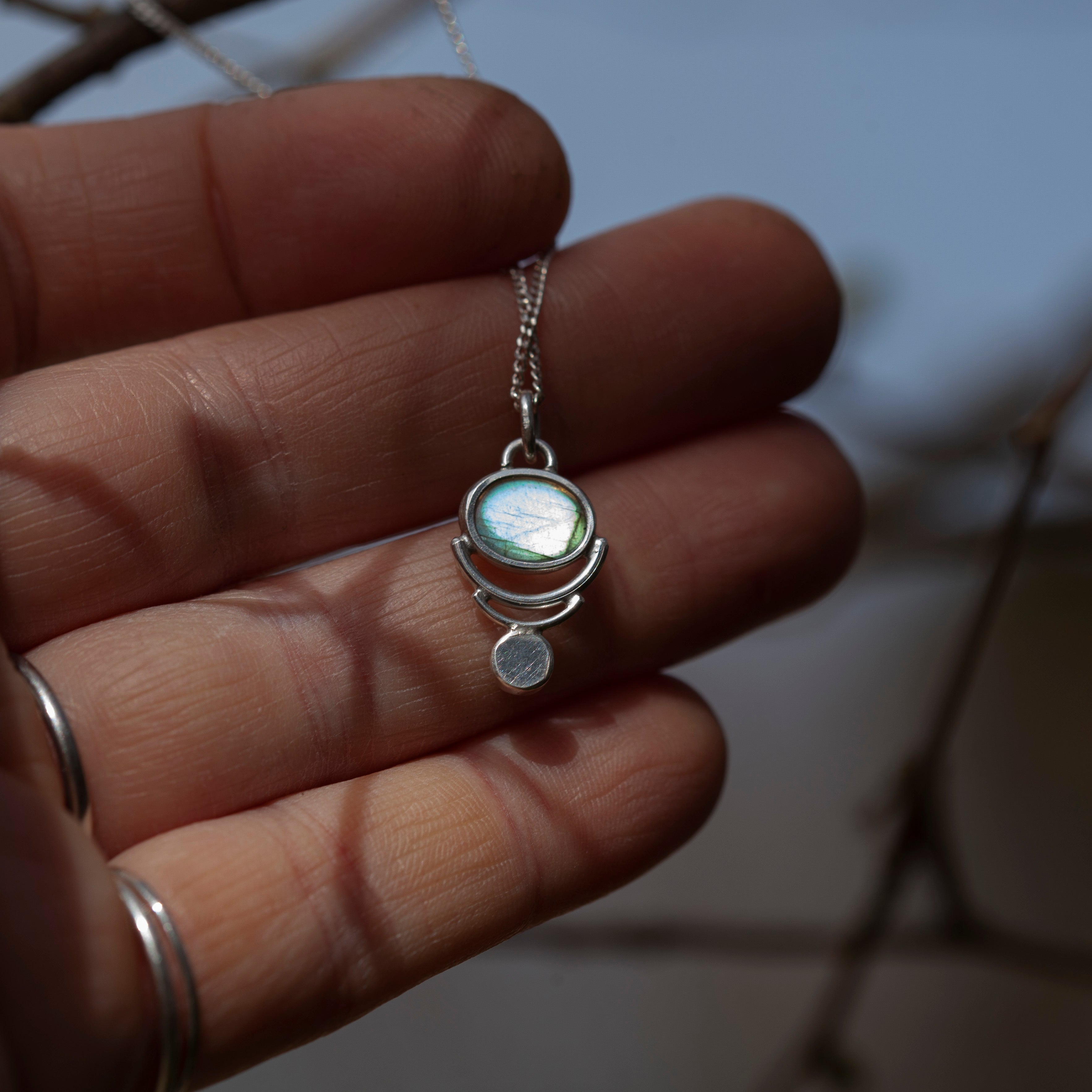 OOAK • Osmose pendant #1 ~ silver, labradorite (ready to ship)