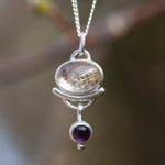 Afbeelding in Gallery-weergave laden, OOAK • Osmose pendant #3 ~ silver, rutilated quartz, amethyst and fern (ready to ship)
