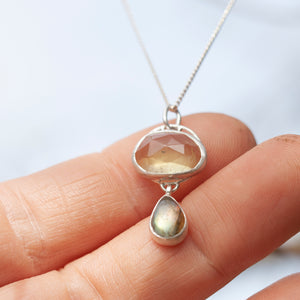 OOAK • Osmose pendant #5 ~ silver, prehnite and labradorite (ready to ship)